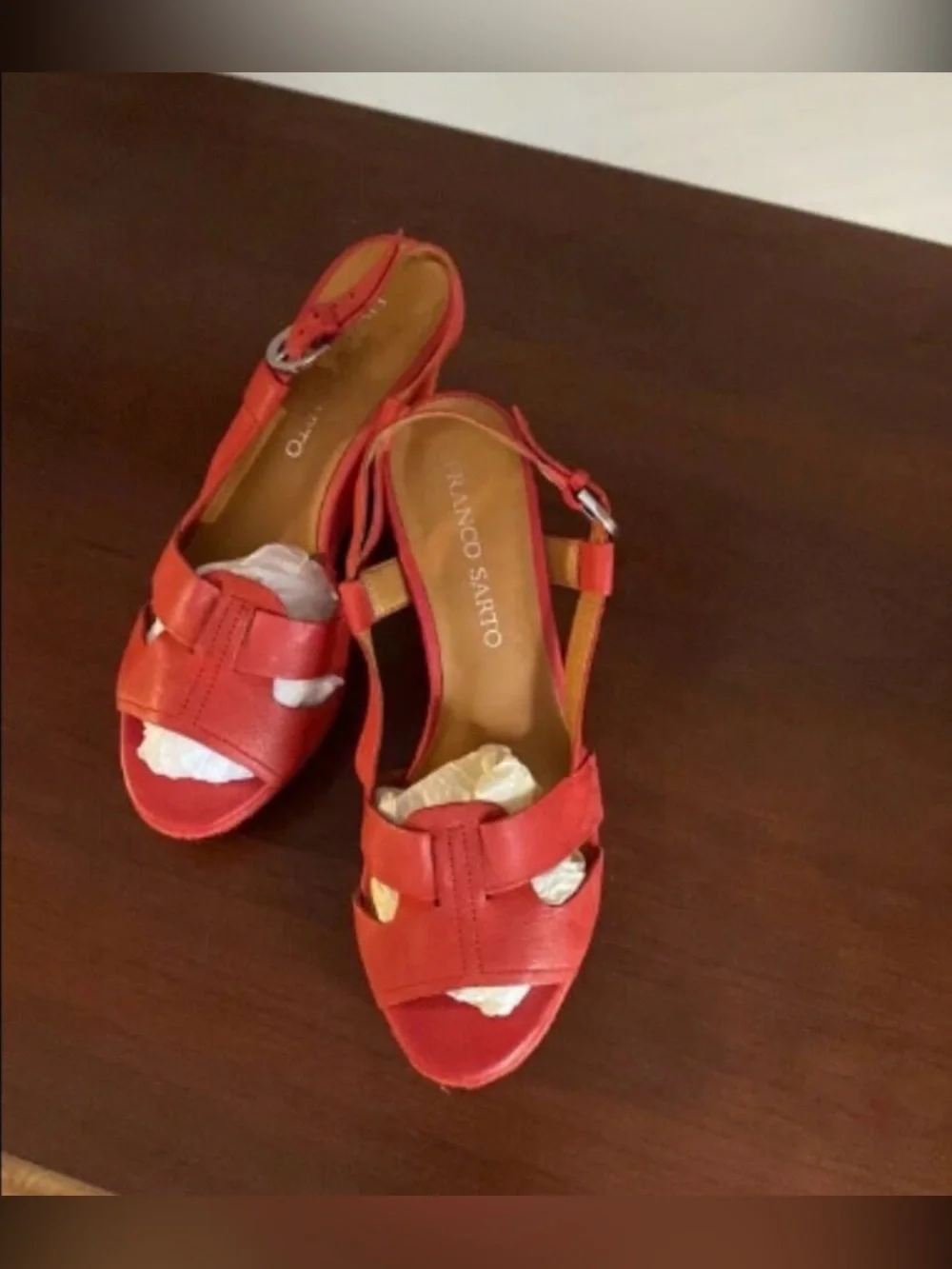 Franco Sarto Red Leather Espadrille Sandals | Size 7 1/2